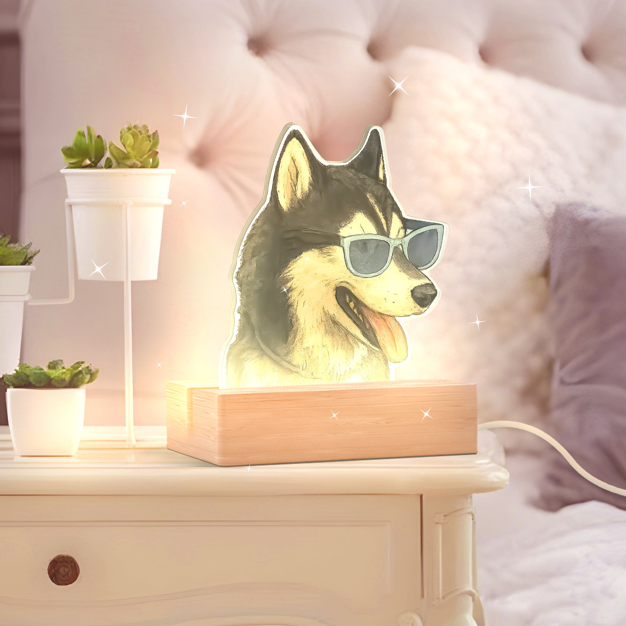 Lámpara estilo GHIBLI con base de madera para Mascotas