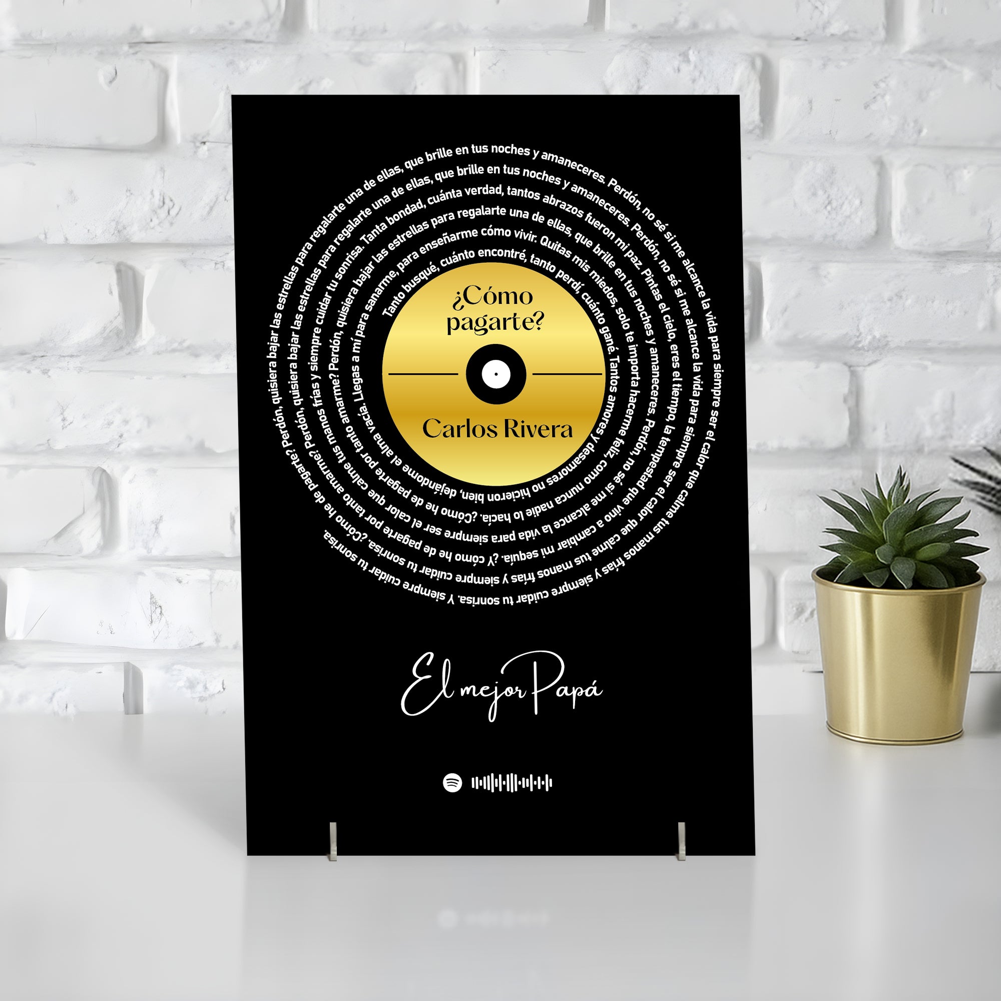 Cuadro con letra canción SPOTIFY para Papá