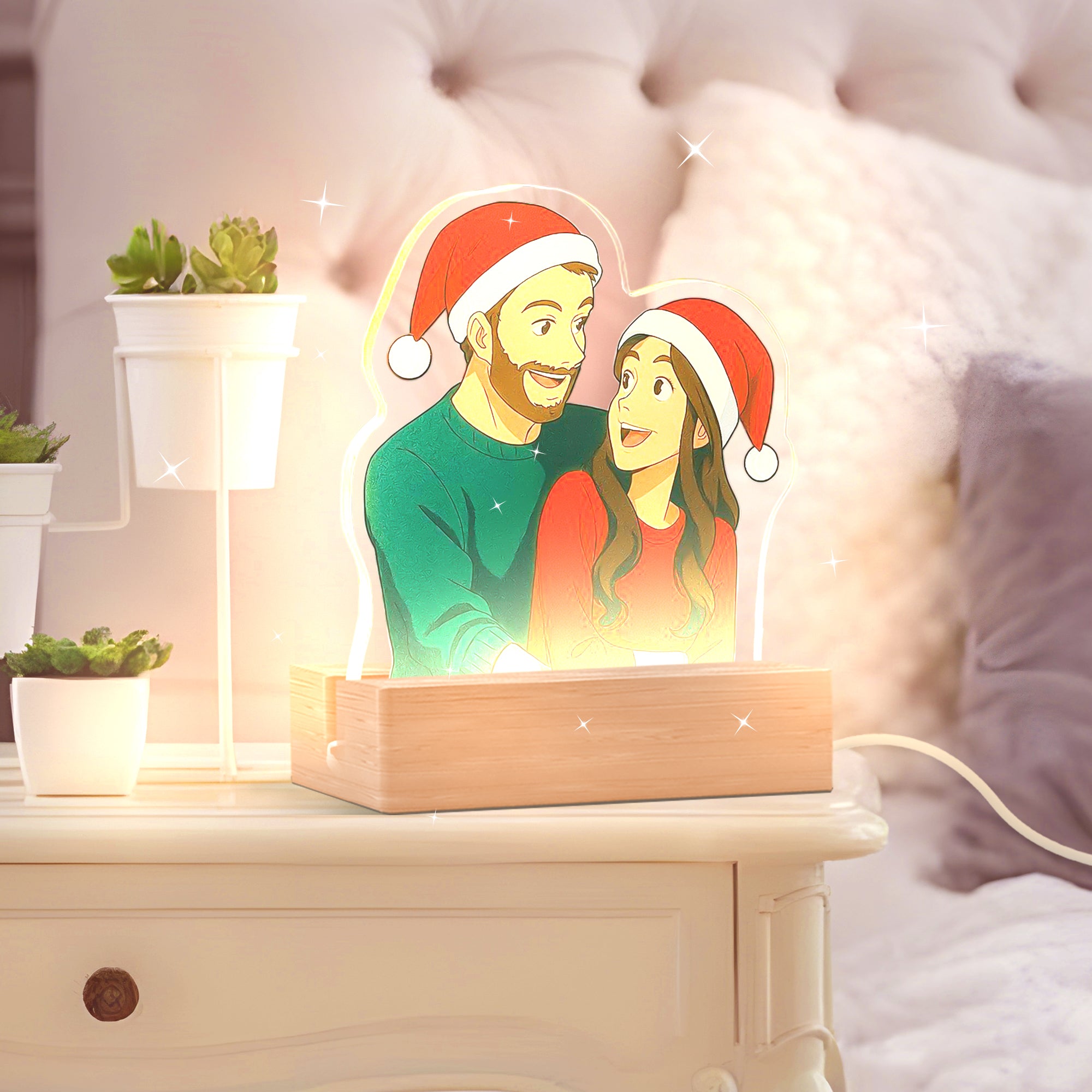 Lámpara estilo GHIBLI con base de madera para Navidad