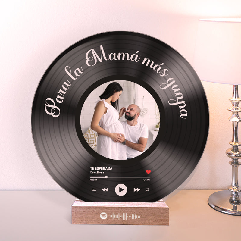 Tu disco de vinilo con tu foto y QR SPOTIFY para Mamá