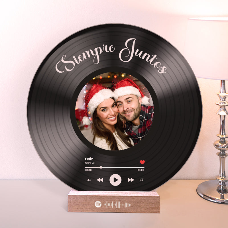 Tu disco de vinilo con tu foto y QR SPOTIFY para Navidad