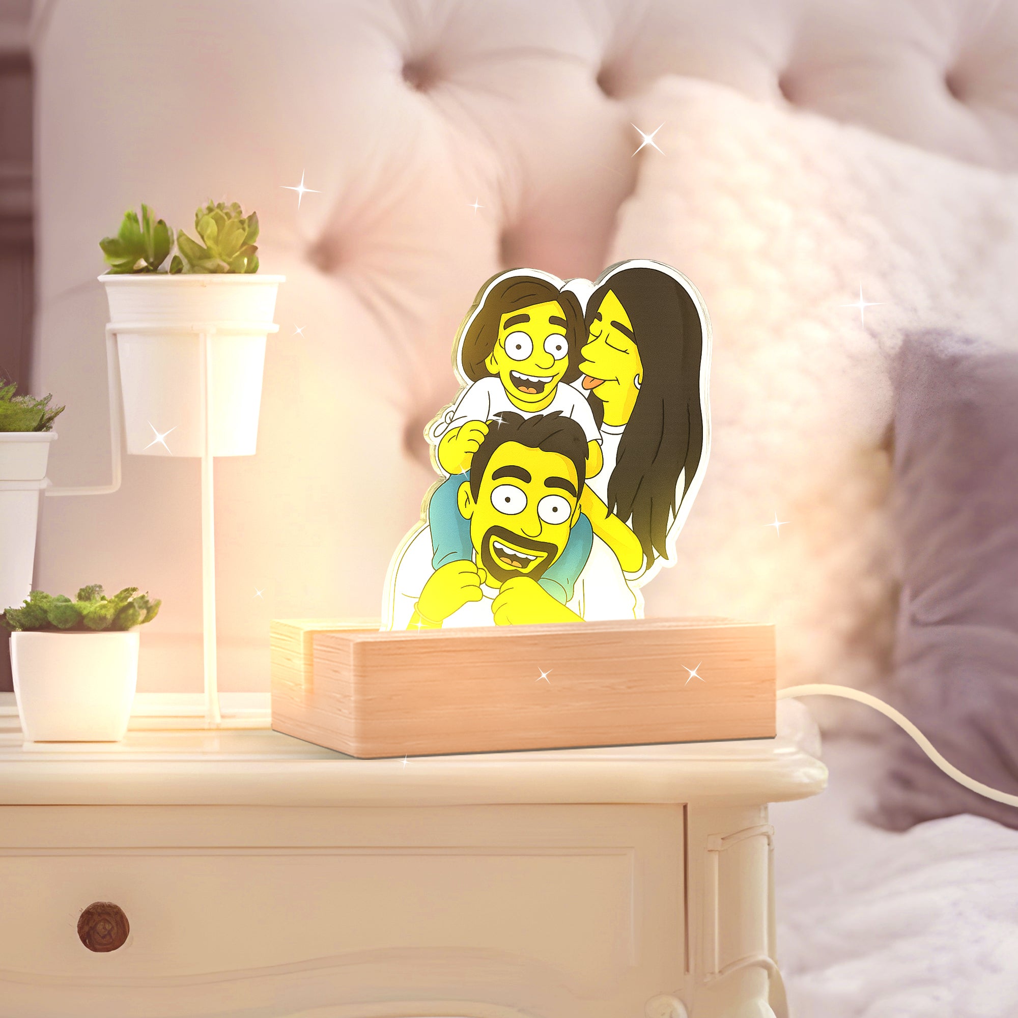 Lámpara estilo LOS SIMPSON con base de madera para Papá