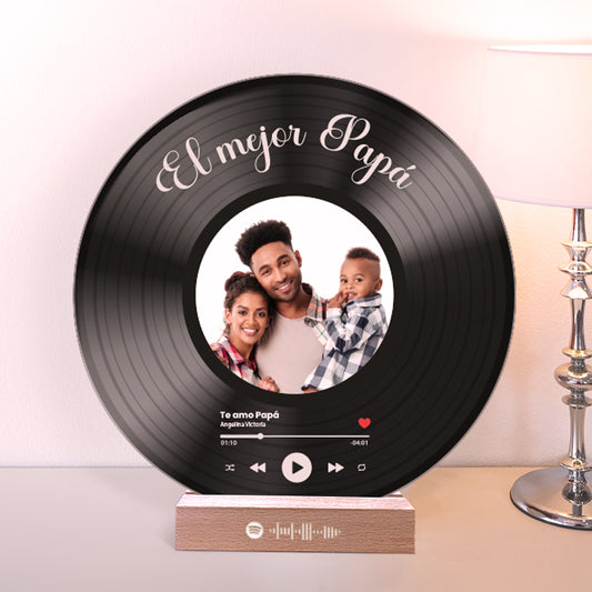 Tu disco de vinilo con tu foto y QR SPOTIFY para Papá