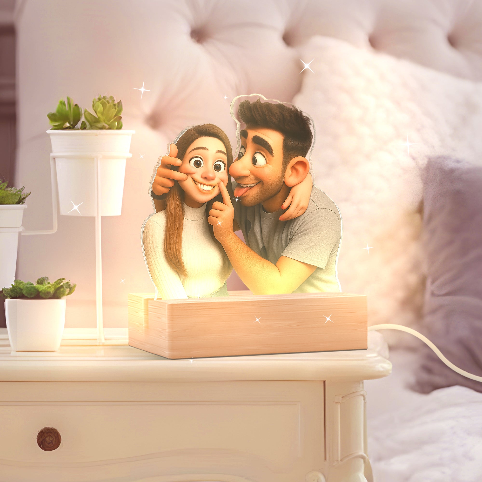 Lámpara estilo CARICATURA con base de madera