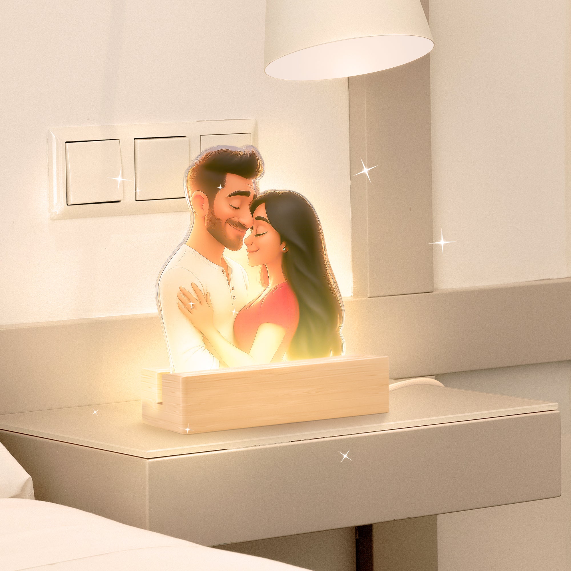 Lámpara estilo CARICATURA con base de madera