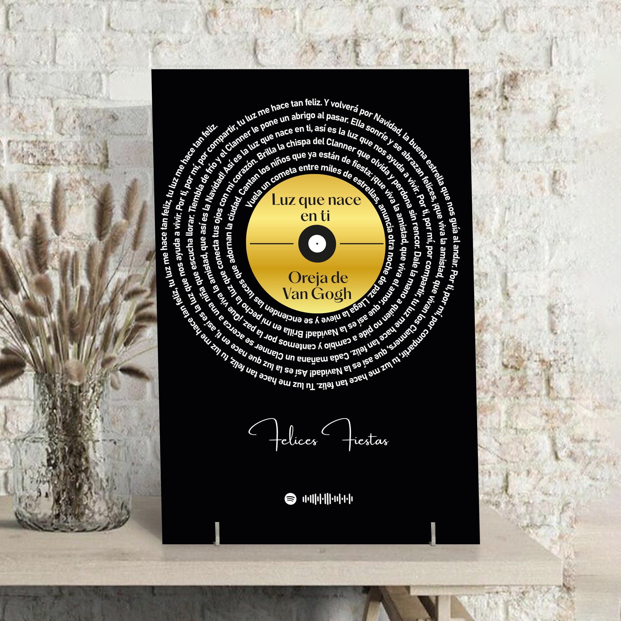 Cuadro con letra canción SPOTIFY para Navidad