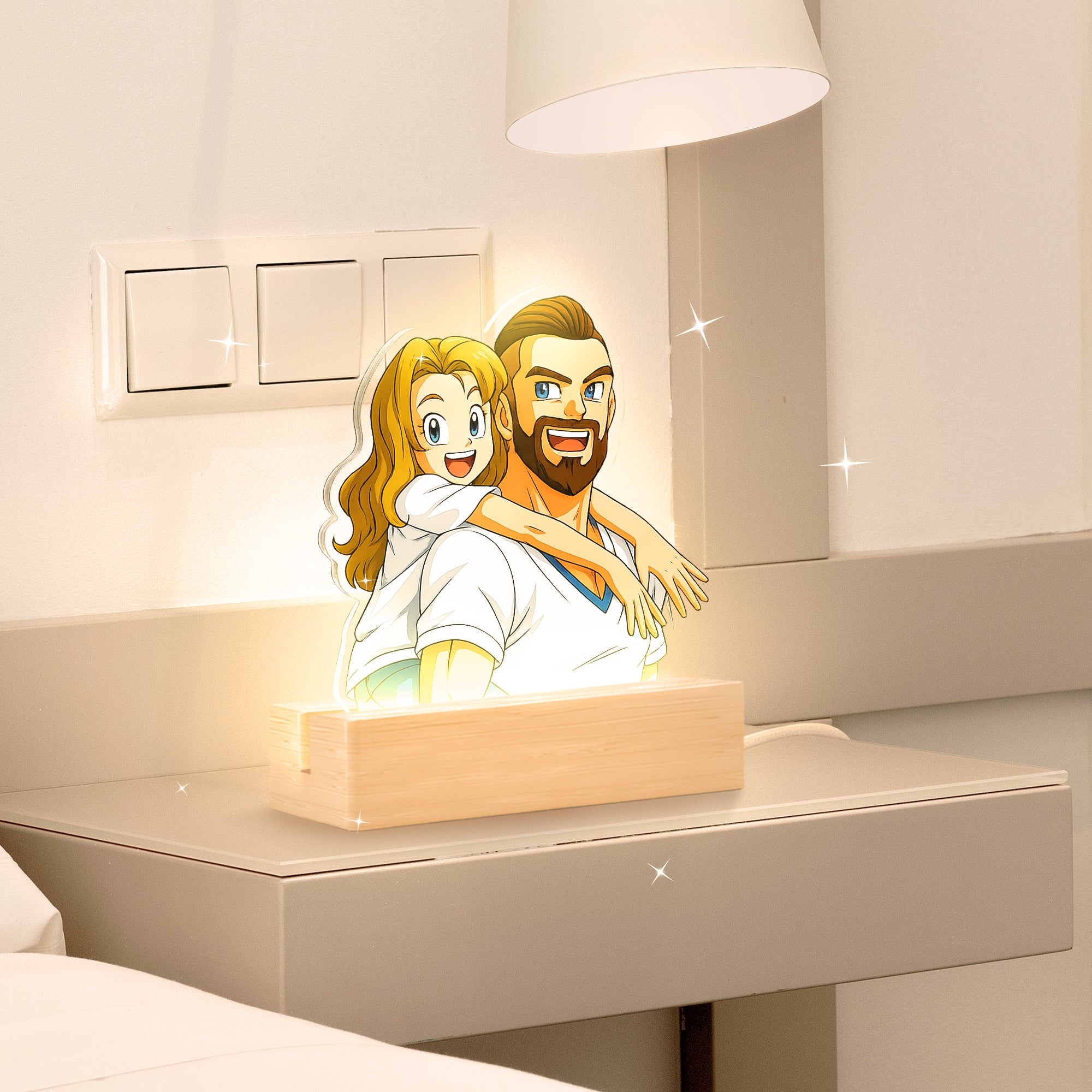 Lámpara estilo DRAGONBALL con base de madera para Papá