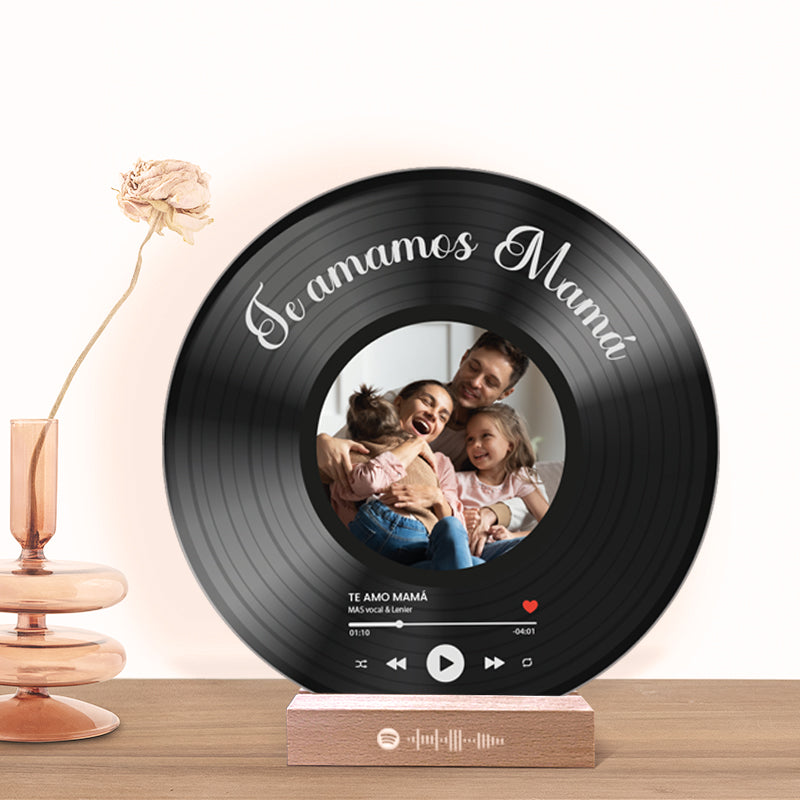 Tu disco de vinilo con tu foto y QR SPOTIFY para Mamá