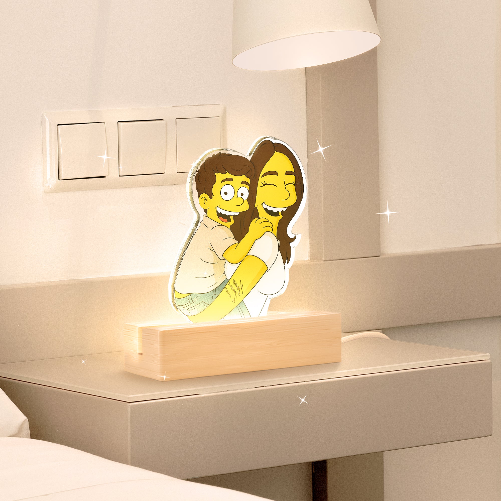 Lámpara estilo LOS SIMPSON con base de madera para Mamá