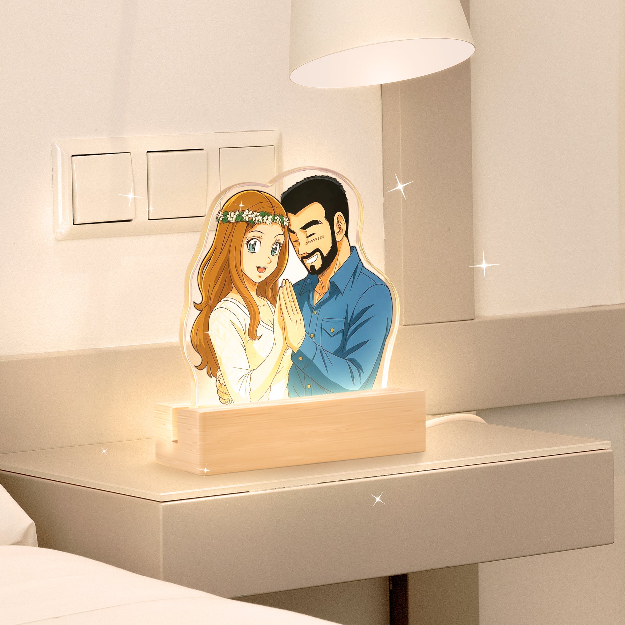 Lámpara estilo DRAGONBALL con base de madera para Aniversario