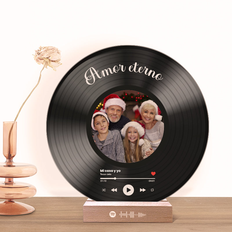 Tu disco de vinilo con tu foto y QR SPOTIFY para Navidad