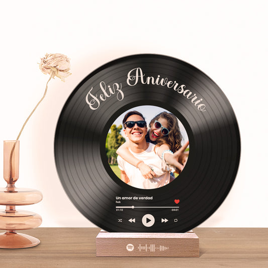 Tu disco de vinilo con tu foto y QR SPOTIFY