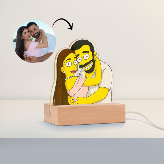 Lámpara estilo LOS SIMPSON con base de madera