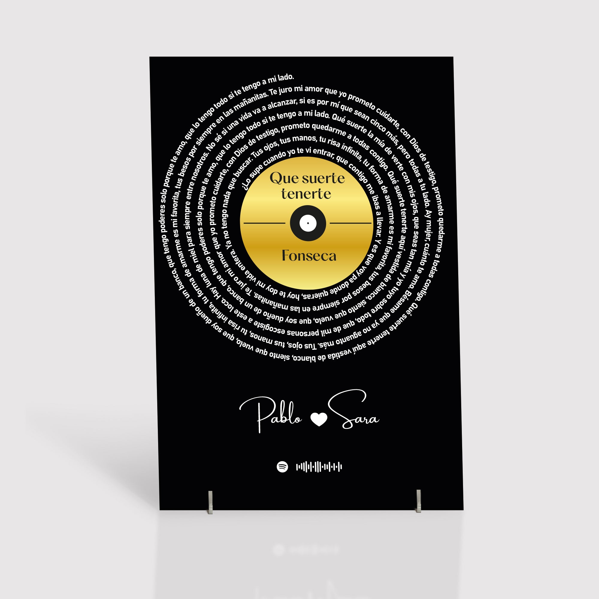 Cuadro con letra canción SPOTIFY para aniversario