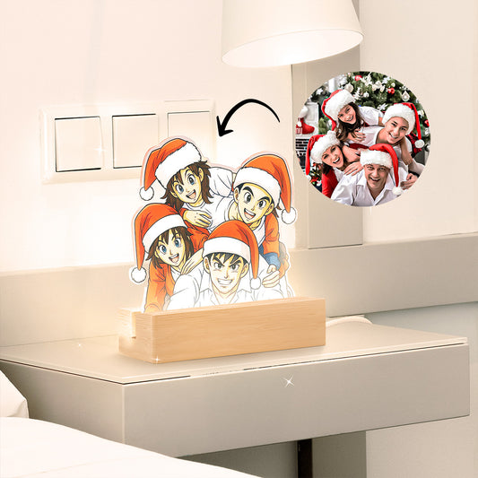 Lámpara estilo DRAGONBALL con base de madera para Navidad