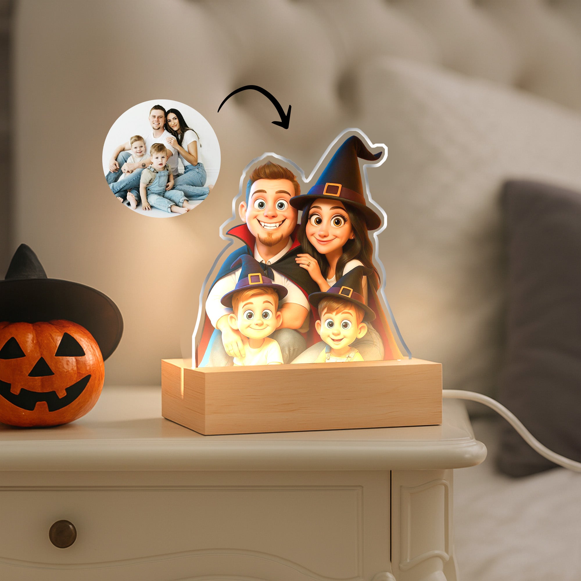 Lámpara CARICATURA Personalizada para Halloween