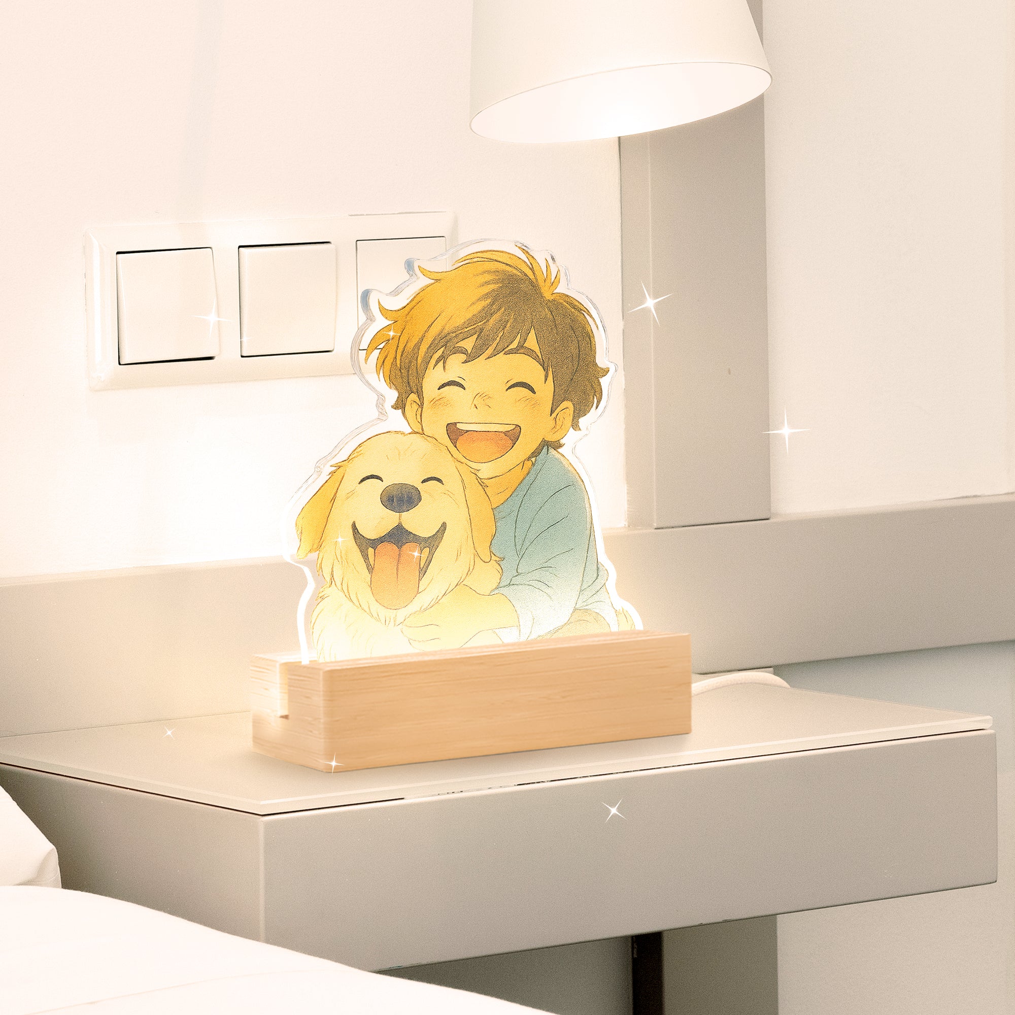 Lámpara estilo GHIBLI con base de madera para Mascotas