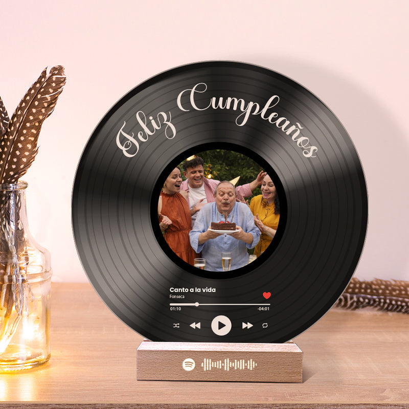 Tu disco de vinilo con tu foto y QR SPOTIFY para Cumpleaños