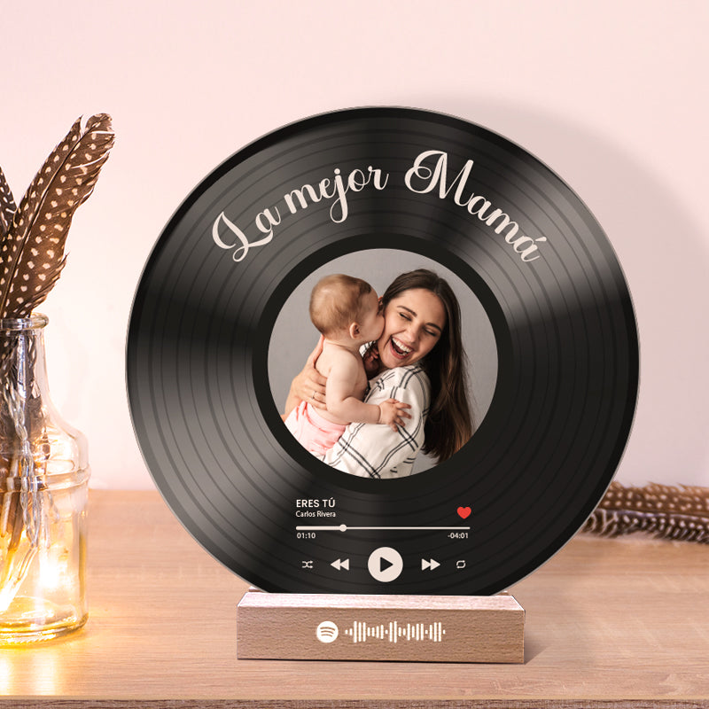 Tu disco de vinilo con tu foto y QR SPOTIFY para Mamá
