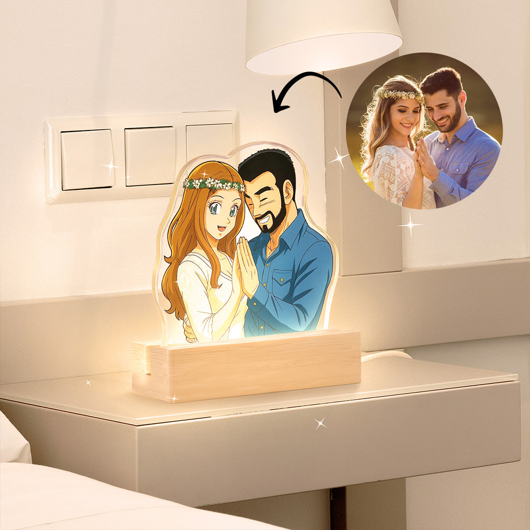 Lámpara estilo DRAGONBALL con base de madera