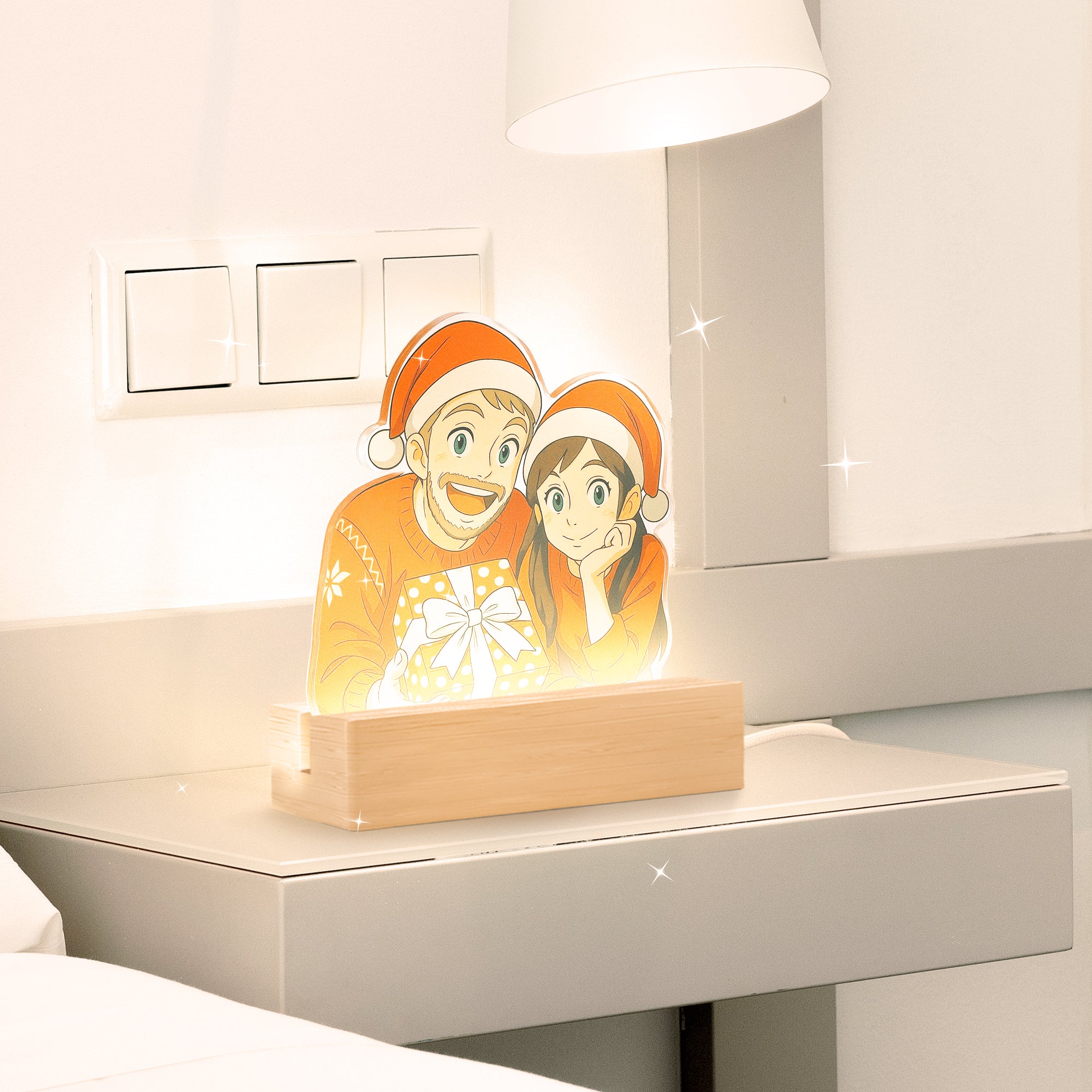 Lámpara estilo GHIBLI con base de madera para Navidad