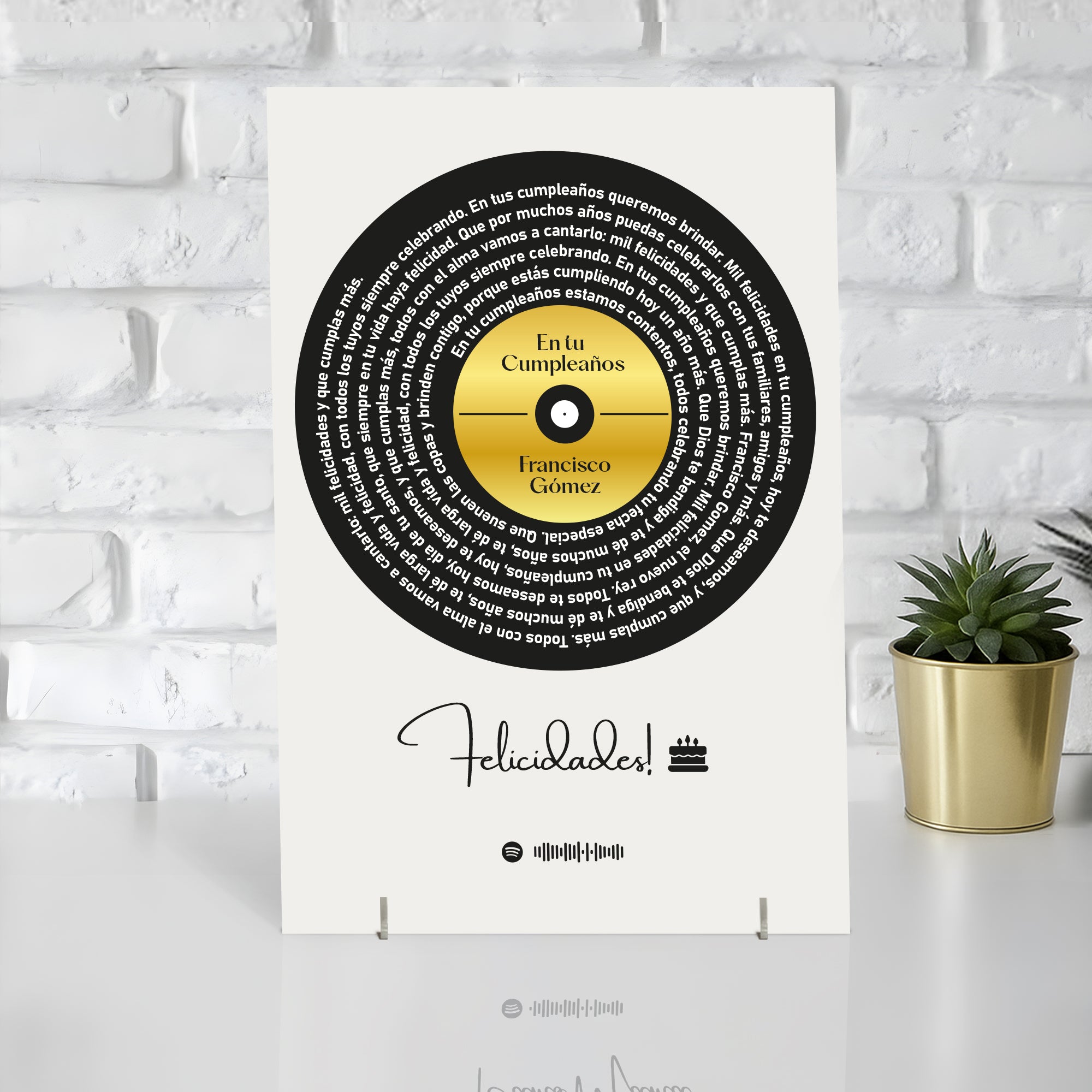 Cuadro con letra canción SPOTIFY para Cumpleaños