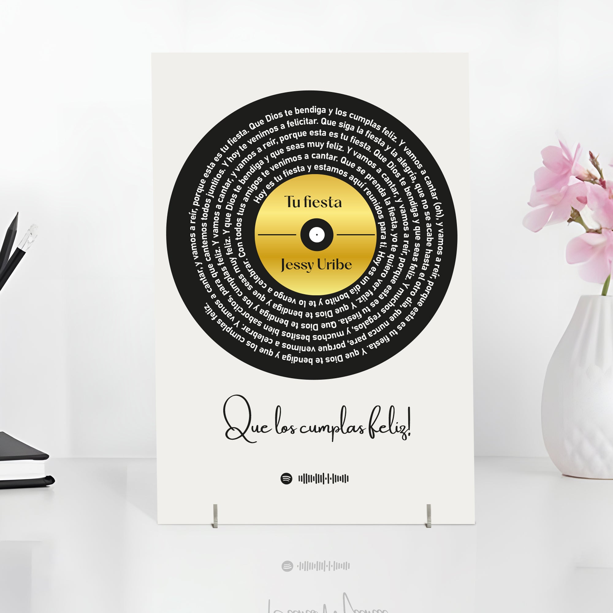 Cuadro con letra canción SPOTIFY para Cumpleaños