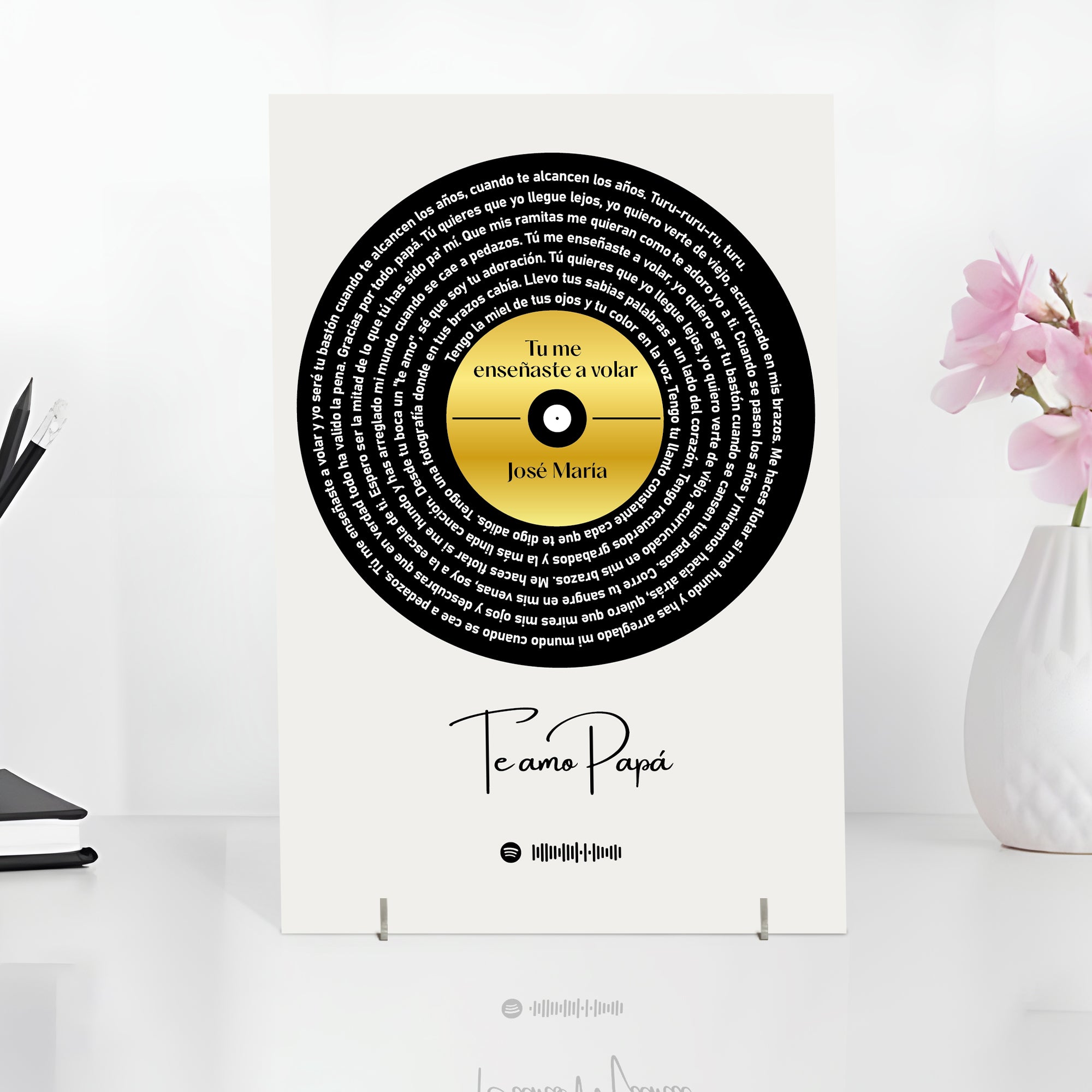 Cuadro con letra canción SPOTIFY para Papá