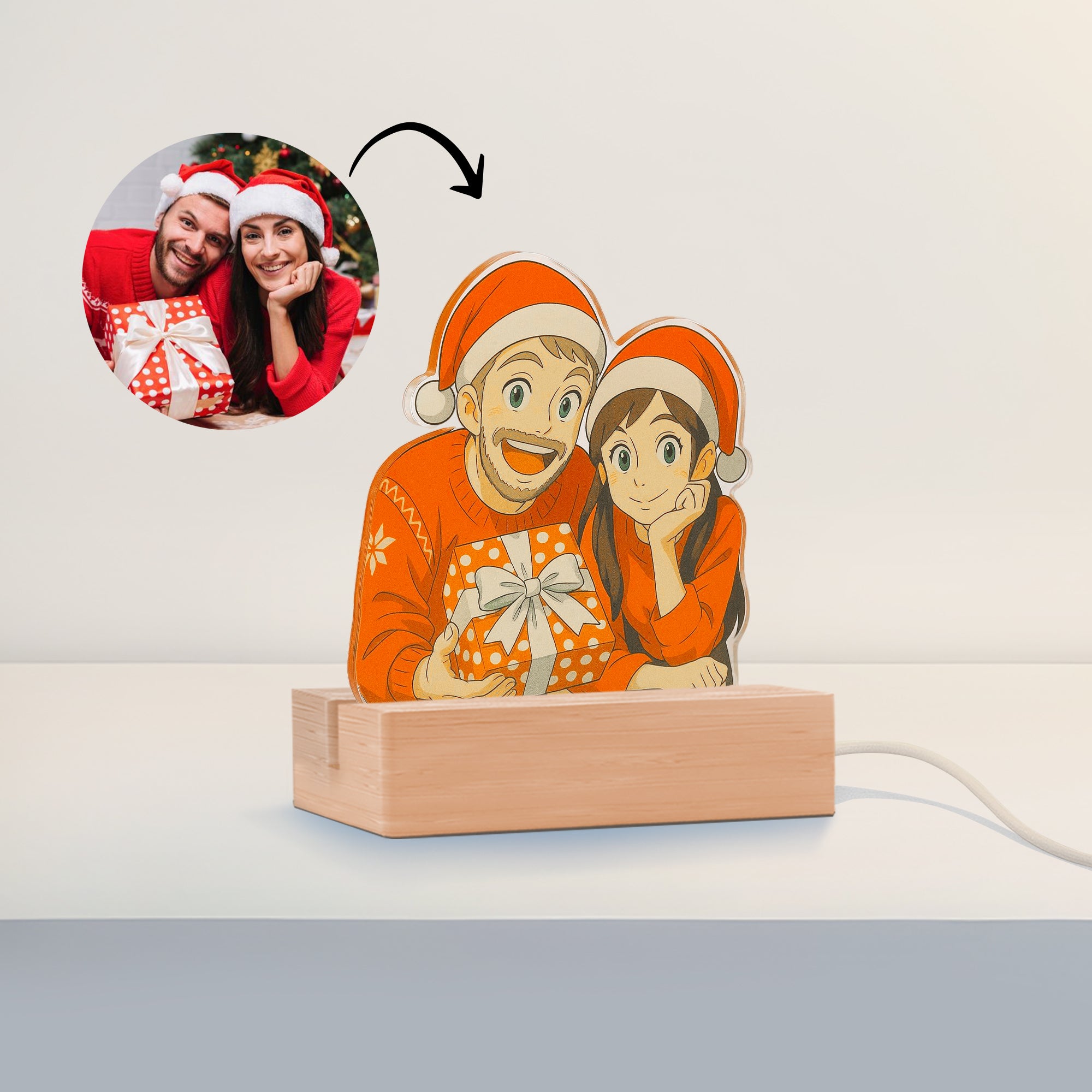 Lámpara estilo GHIBLI con base de madera para Navidad