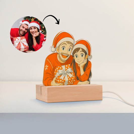 Lámpara estilo GHIBLI con base de madera para Navidad