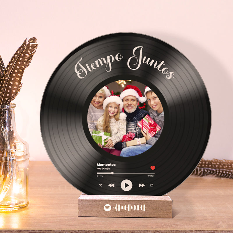 Tu disco de vinilo con tu foto y QR SPOTIFY para Navidad