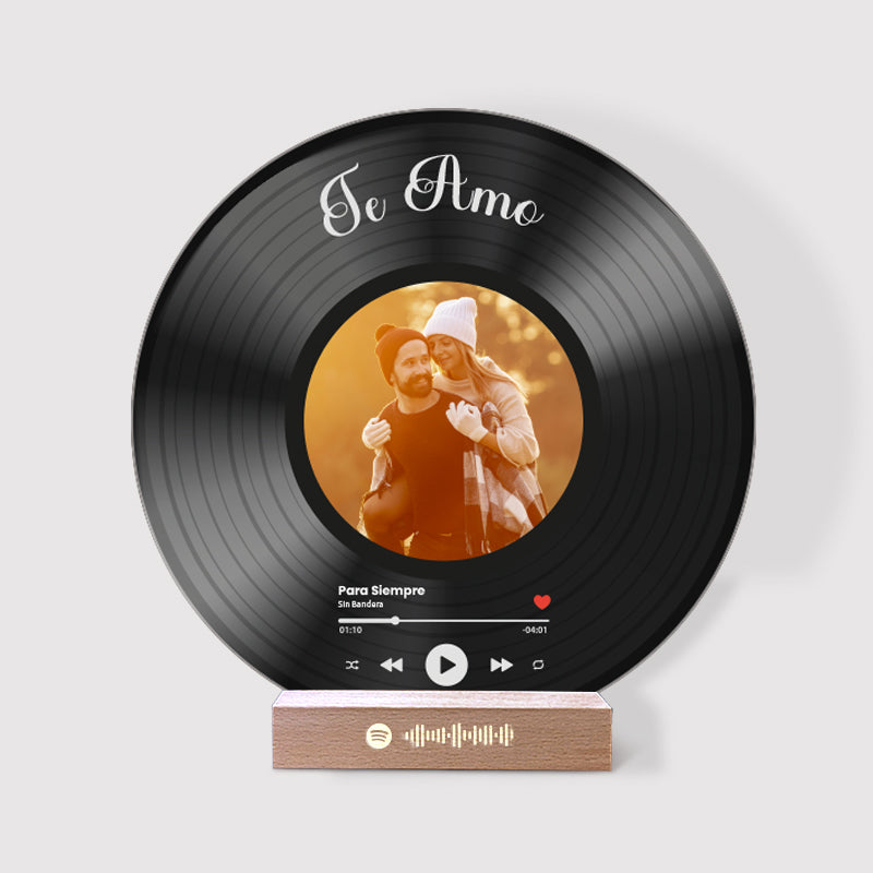 Tu disco de vinilo con tu foto y QR SPOTIFY para Aniversario