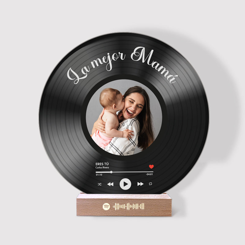 Tu disco de vinilo con tu foto y QR SPOTIFY para Mamá