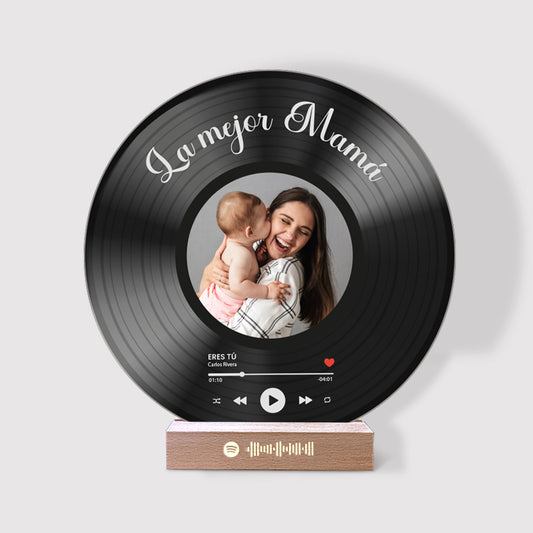 Tu disco de vinilo con tu foto y QR SPOTIFY para Mamá