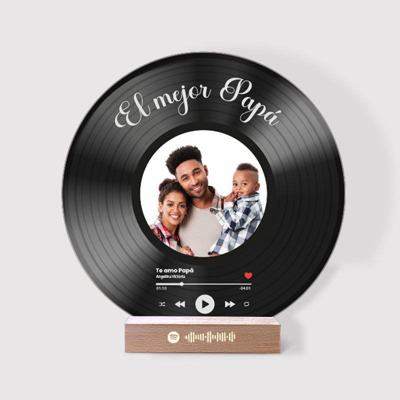 Tu disco de vinilo con tu foto y QR SPOTIFY para Papá
