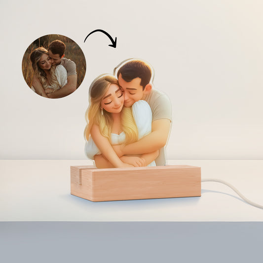 Lámpara estilo CARICATURA con base de madera