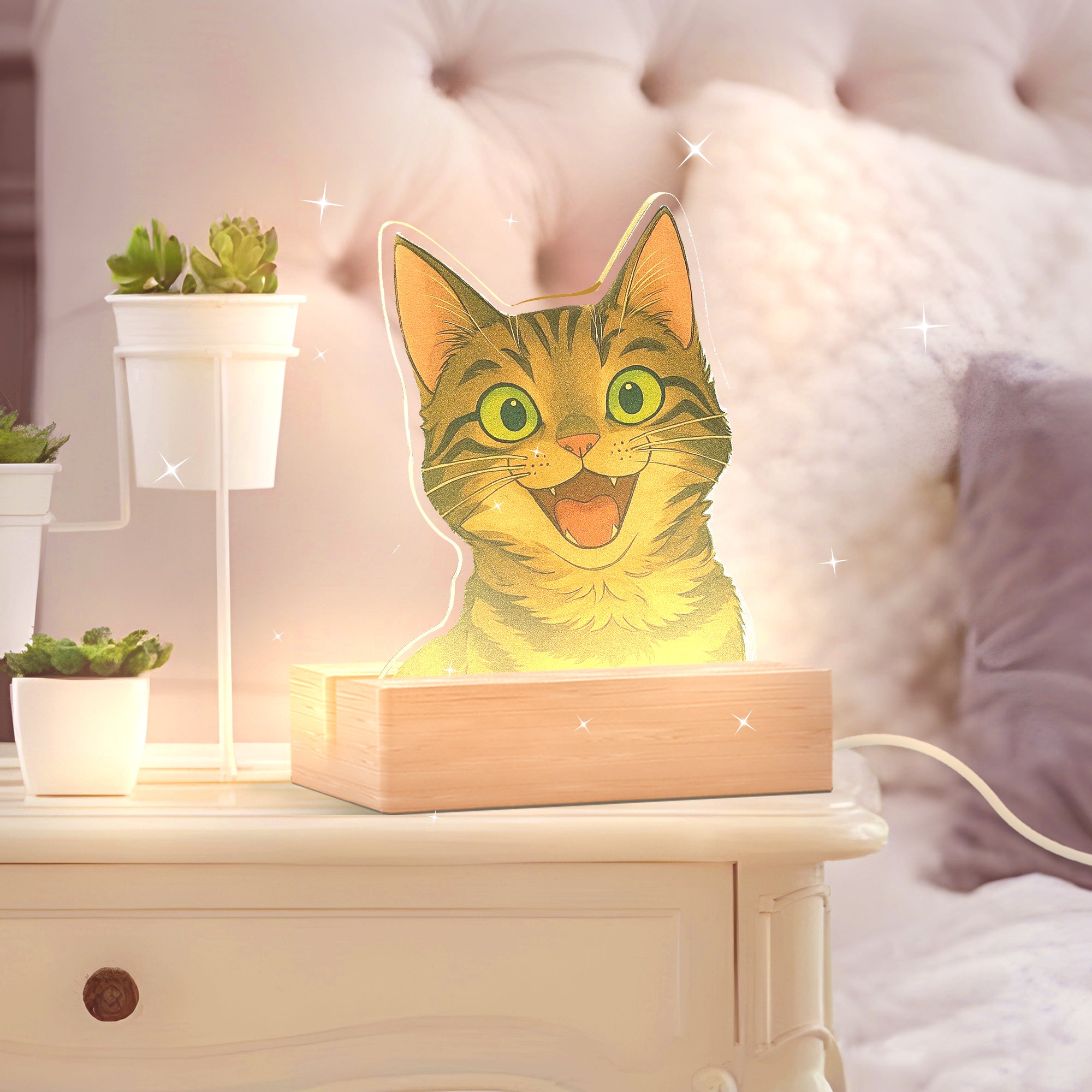 Lámpara estilo GHIBLI con base de madera para Mascotas