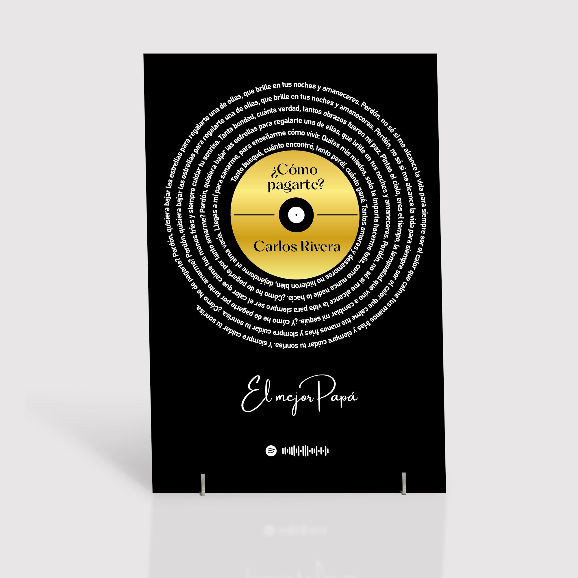 Cuadro con letra canción SPOTIFY para Papá