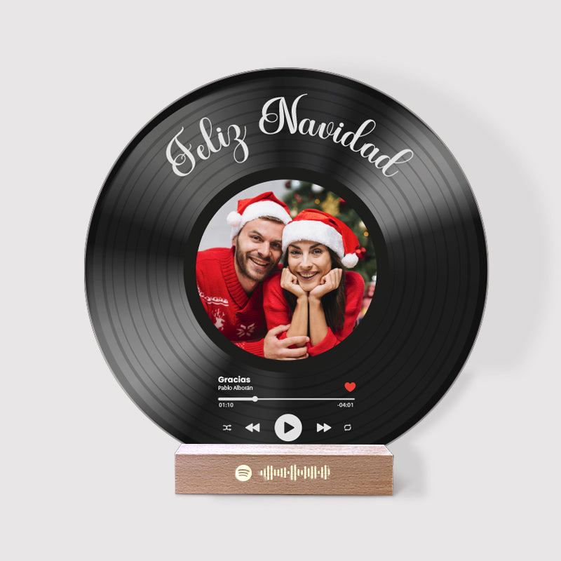 Tu disco de vinilo con tu foto y QR SPOTIFY para Navidad
