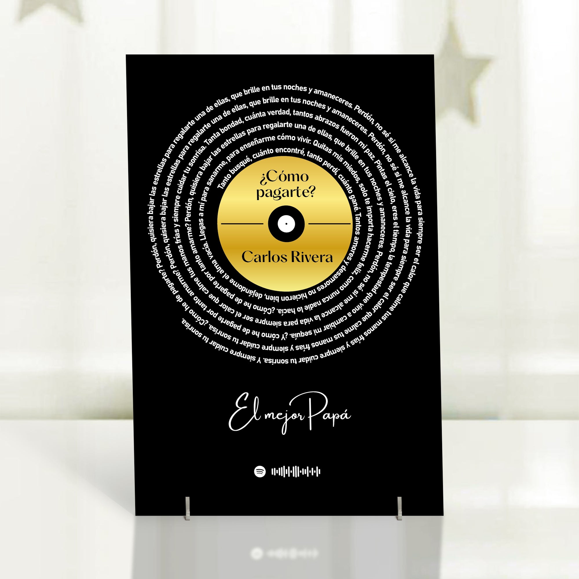 Cuadro con letra canción SPOTIFY para Papá