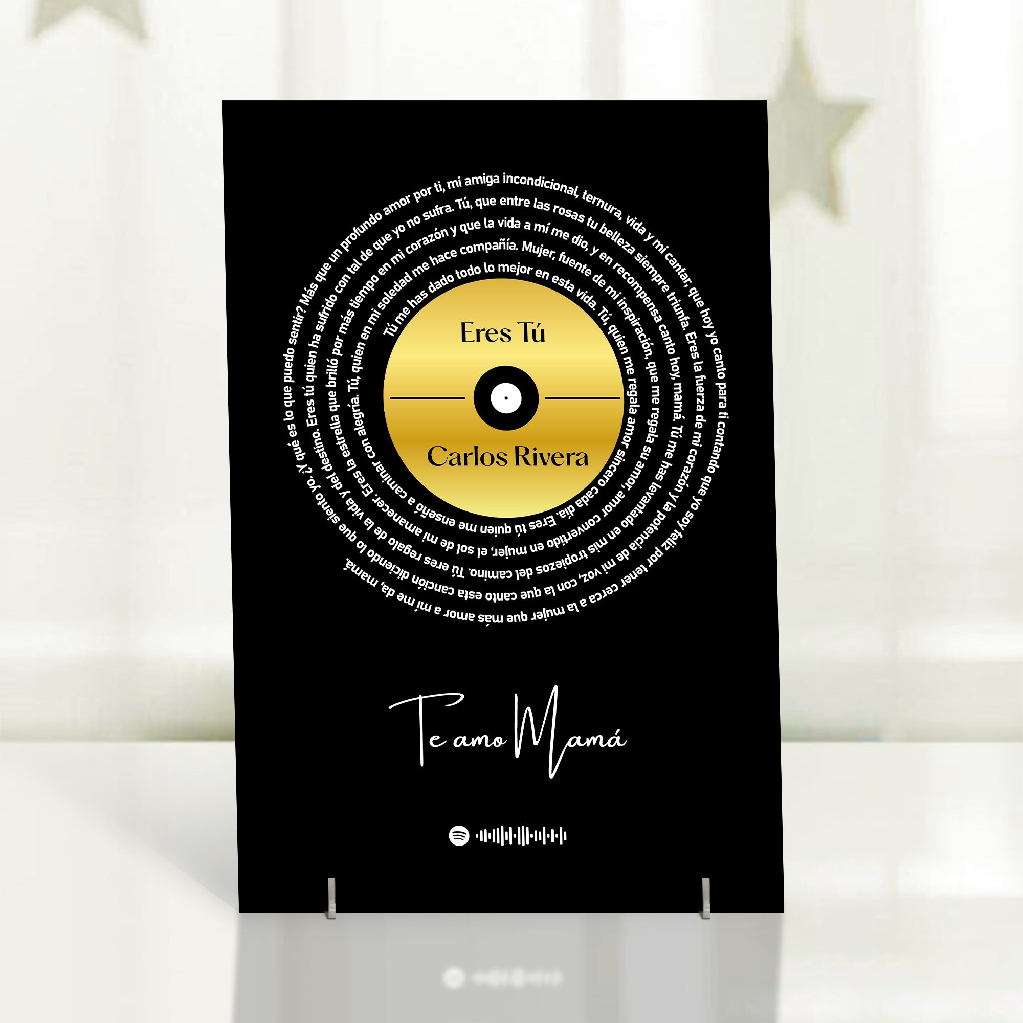 Cuadro con letra canción SPOTIFY para Mamá