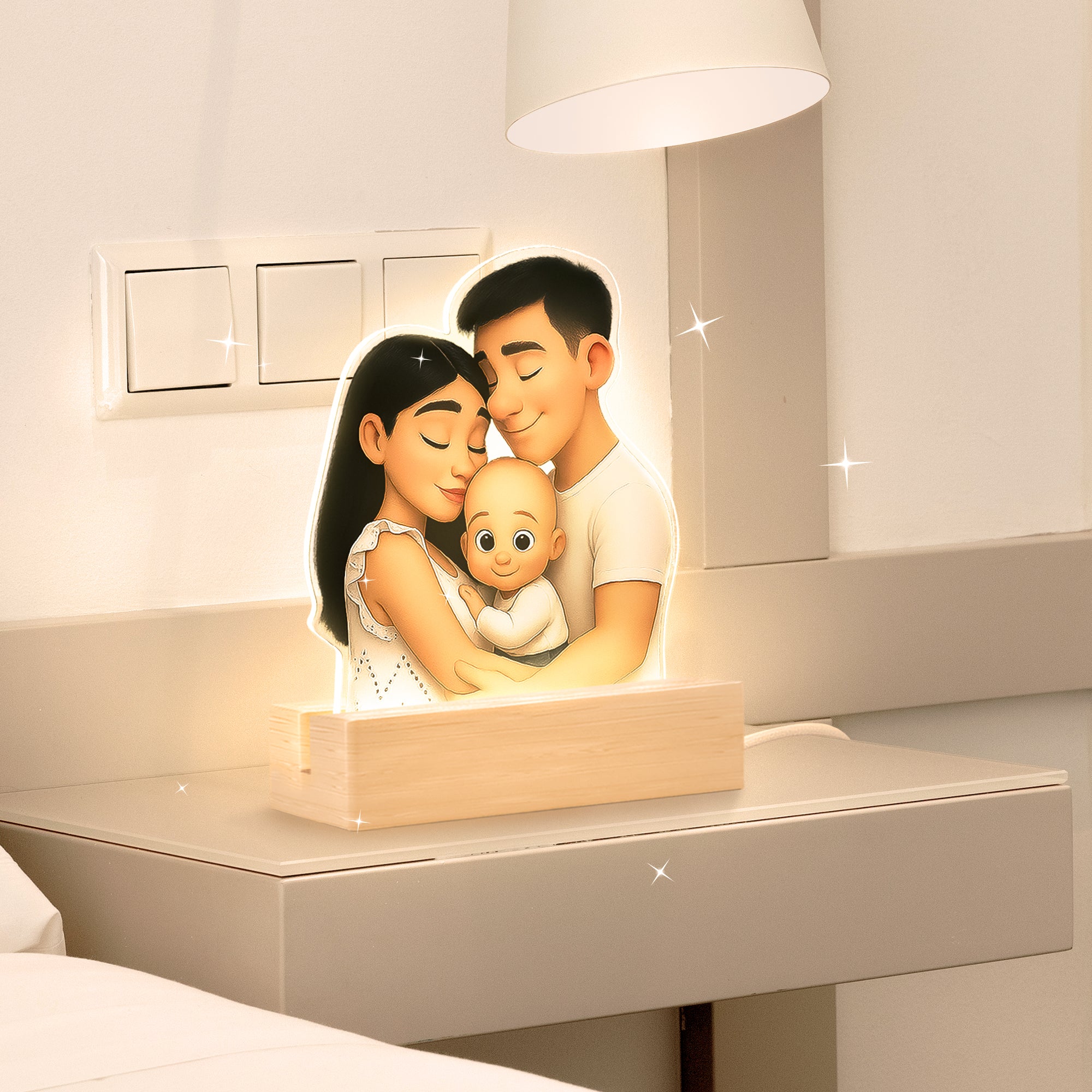 Lámpara estilo CARICATURA con base de madera para Mamá