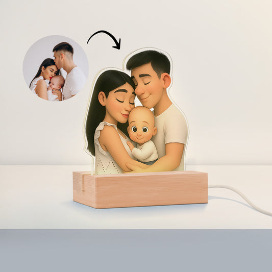 Lámpara estilo CARICATURA con base de madera para Mamá